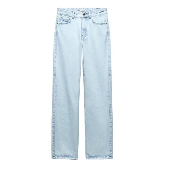 Zara Light Blue Straight Leg Jeans - Picture 1 of 8